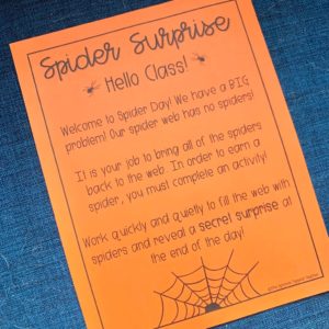 Easy classroom room transformation welcome letter with a spider web