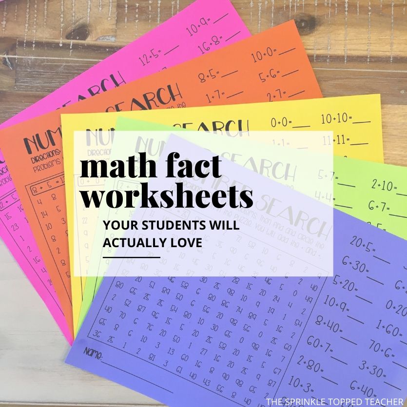 Math Fact Worksheets for 2nd grade