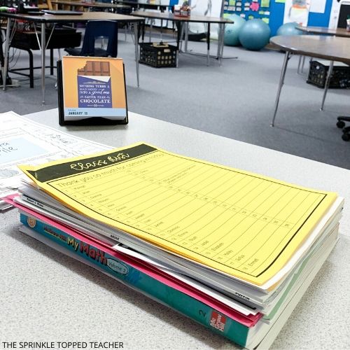 sub plans template on teacher desk