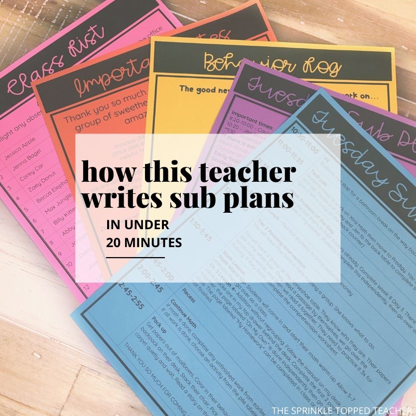 Sub Plans Template for Google Drive