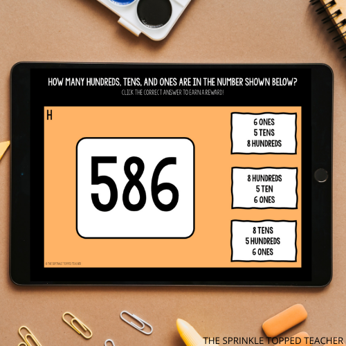 Ipad with orange place value game
