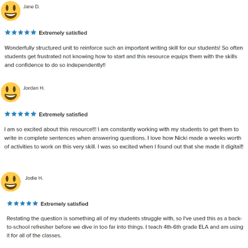 Teacher reviews for restate the question activity by The Sprinkle Topped Teacher