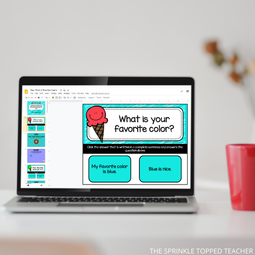 Digital resource for answering questions in complete sentences
