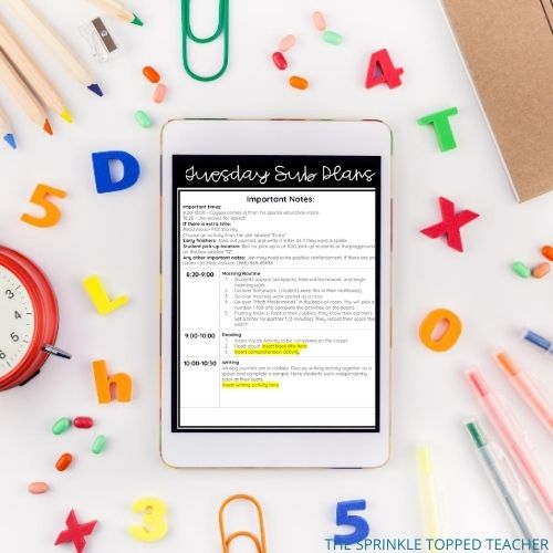 Teacher iPad with Sub Plan Template from Google Drive