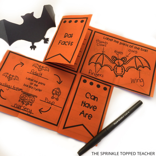 Easy classroom Halloween activity - Bat research flip flap for 2nd grade