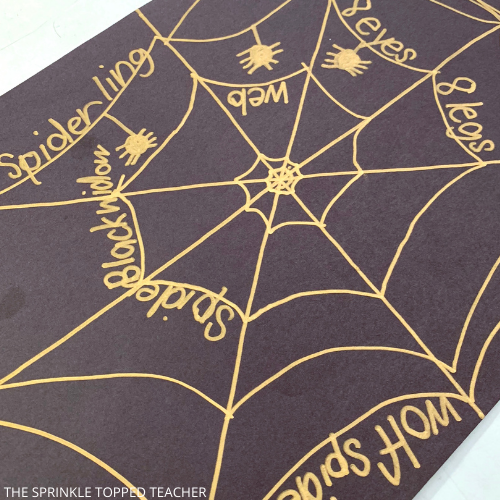 Fun easy spider web spelling activity for Halloween
