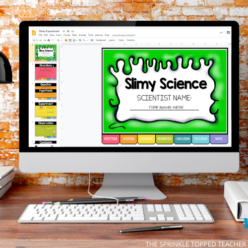 Computer with science slime experiment