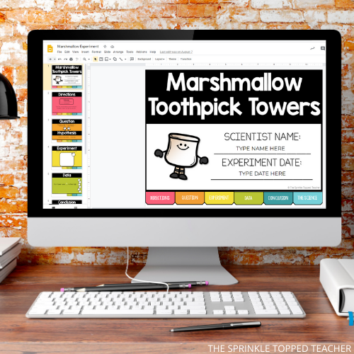 Digital Science lesson - Marshmallow STEM activity on a computer screen