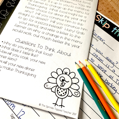 Thanksgiving writing prompt for 1st grade, 2nd grade, and 3rd grade