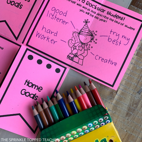 Student setting goals for school this year from New Years worksheet