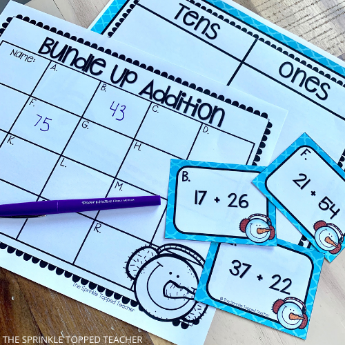 2nd grade addition scoot winter theme