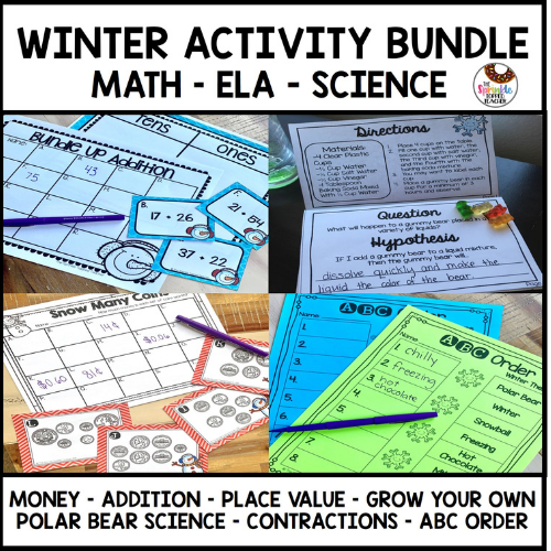 Winter activity bundle for math ela and science