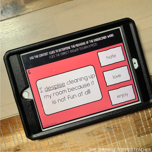 Context clues activities for ELA warm ups