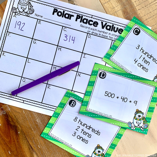 Polar Bear place value game with expanded notation