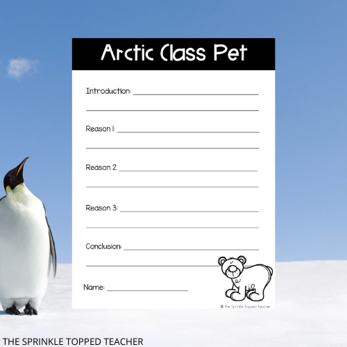 Arctic animal class pet winter opinion writing graphic organizer