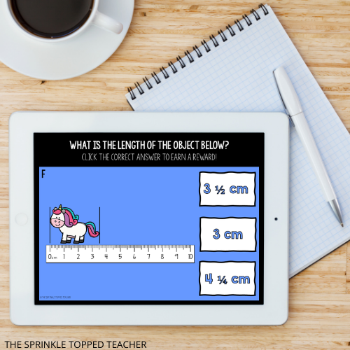 digital measurement activity with unicorn designed for distance learning