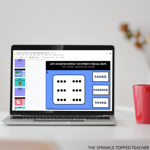 computer open to google slides with digital array activity