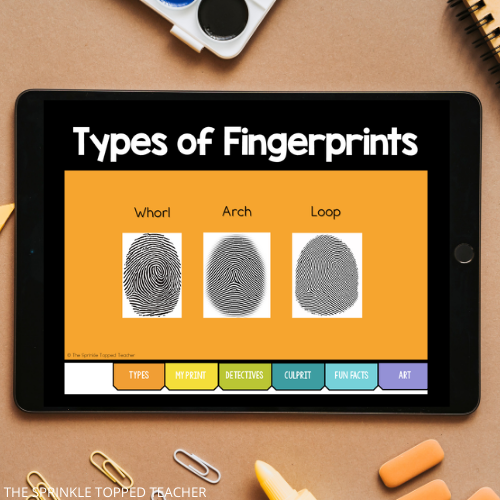 Example google slide distance learning activity with fingerprints
