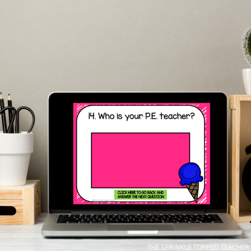 computer screen with distance learning activity for restating the question to answer a question