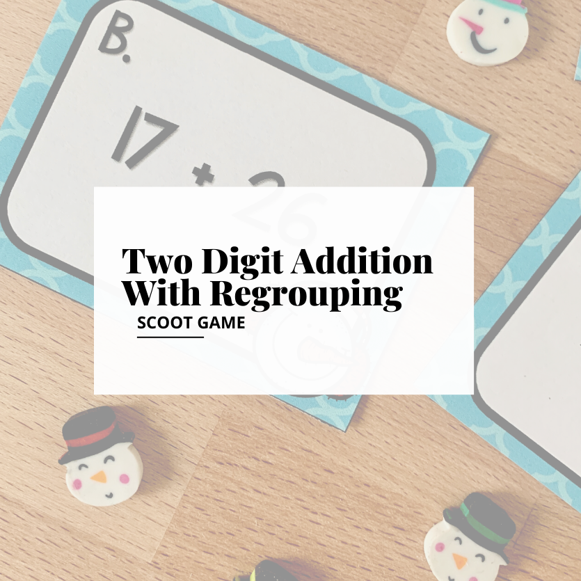 Two digit addition with regrouping task card game