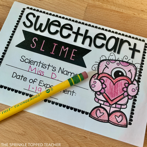 Valentine's Day slime experiment booklet for a fun classroom party