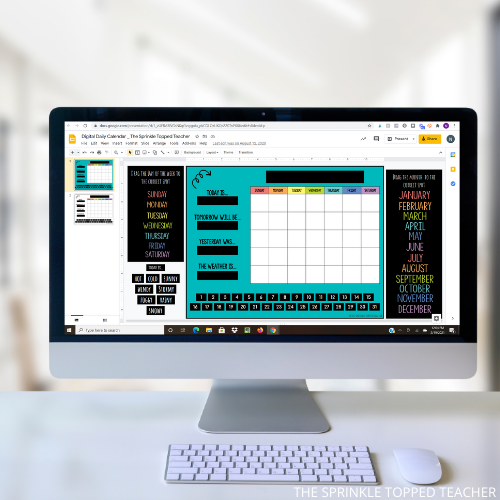Computer screen with digital calendar time for teachers to use with students 