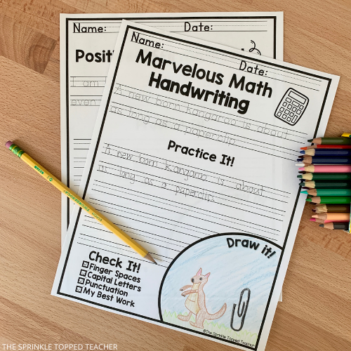 free printable handwriting worksheets with colored pencils and pencil 