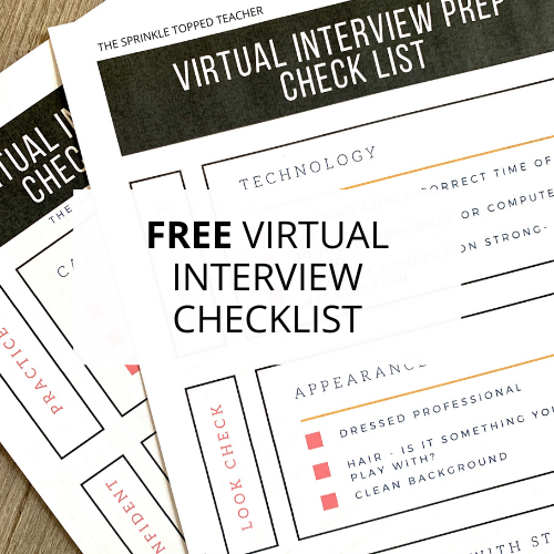 free virtual interview checklist with printed tips for teachers