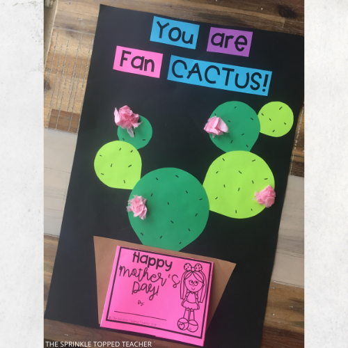 Cactus themed Mother's Day Craft and gift made by a student