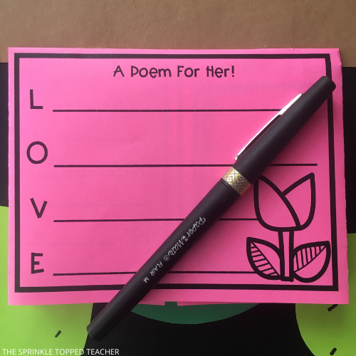 Student poem for Mother's Day craft