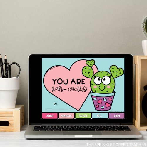 Digital Mother's Day craft for kids to make for loved ones on computer. Computer says "you are fan-cactus"