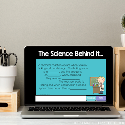computer with google slides science experiment opened up