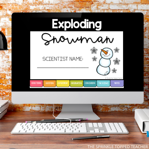 Computer and Digital science experiments slide saying "Exploding Snowman"