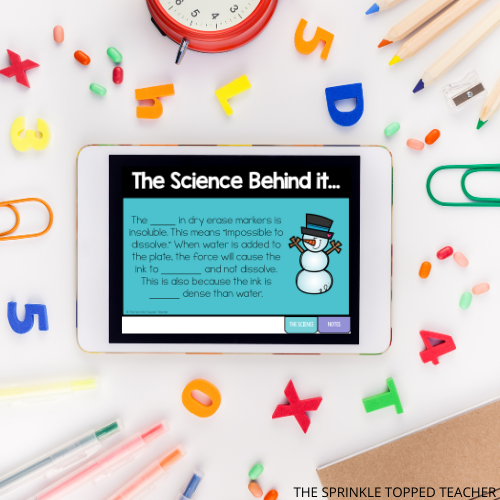 Ipad with digital winter science experiment opened up