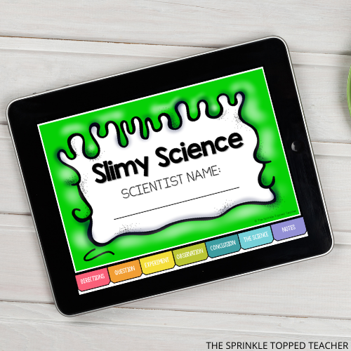 Digital science experiment for slime on ipad