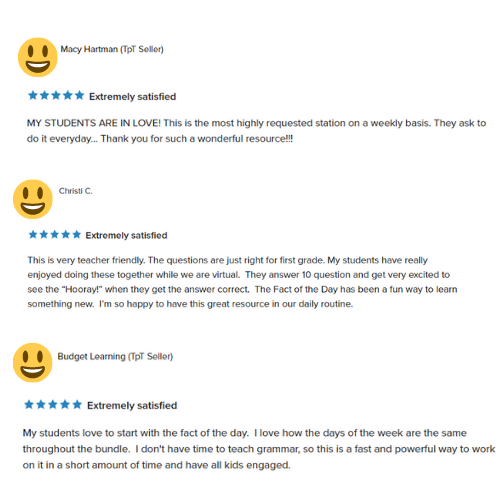 Teacher reviews from The Sprinkle Topped Teacher 1st Grade ELA warm up