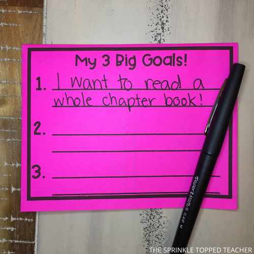 Goal setting activity on pink paper for students going back to school