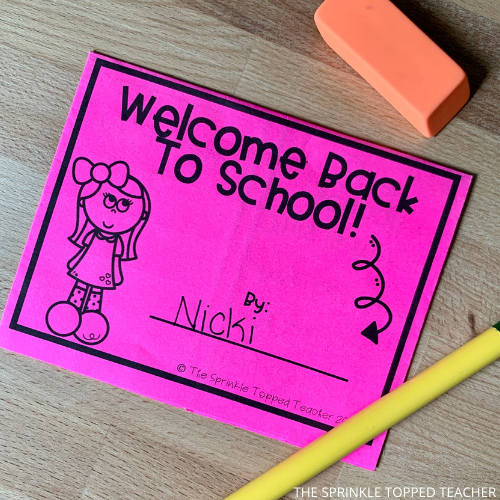 Student Welcome back to school activity with pencil and eraser