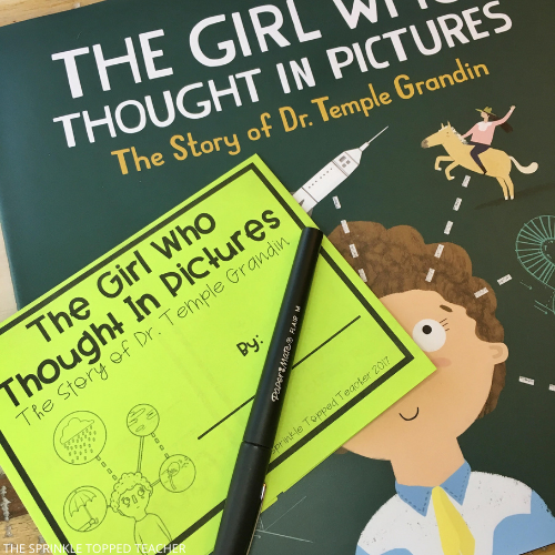 The Girl Who Thought In Pictures - Autism awareness activity on lime green paper