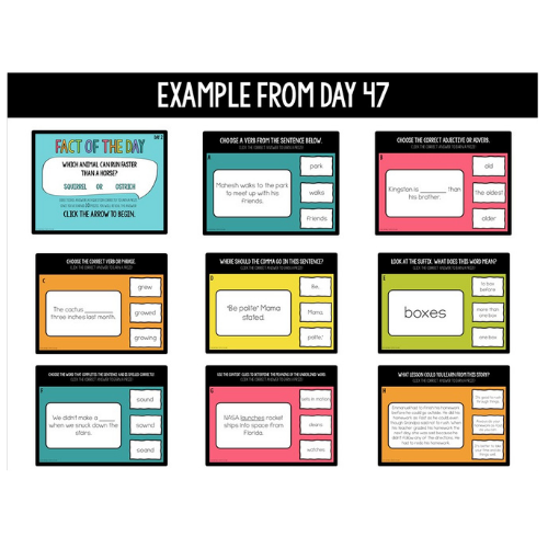 Example day from the 3rd Grade ELA daily warm ups