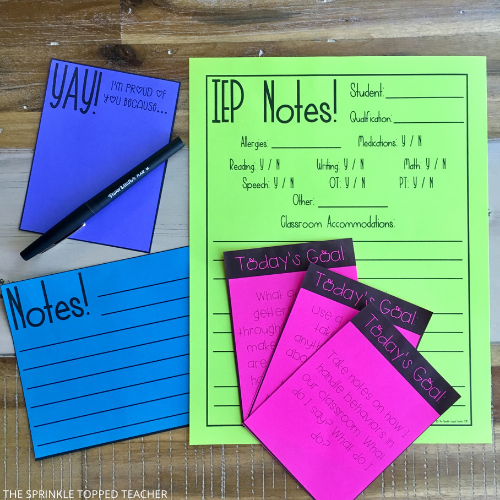 Student teacher note taking ideas