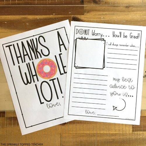 Student Teacher gift with student notes - donut themed