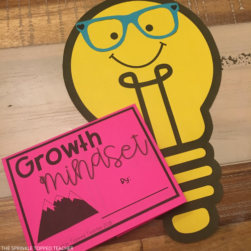 Growth Mindset activity with lightbulb craft on table 