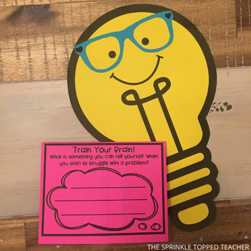 lightbulb craft for students with growth mindset "train your brain" activity