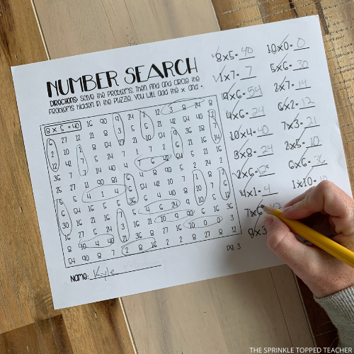 Number Search Puzzle for Fun Multiplication and Division Practice!