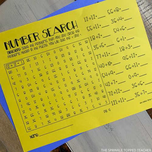 Number Search Puzzle for Fun Multiplication and Division Practice!