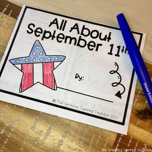 September 11th Foldable with blue pen. The star has been colored in by a student.
