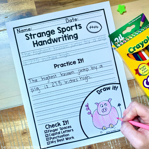 Sports themed handwriting activities for kids.