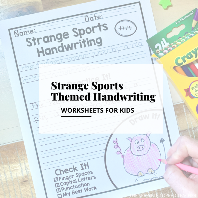 Strange Sports Themed Handwriting Worksheets for Kids