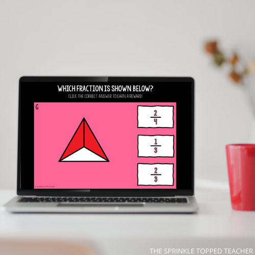 practicing fractions with daily math warm ups for second grade on Google Slides